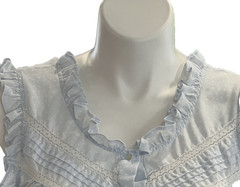 Vtg Blue Cotton Poly Nightgown Women’s Sleepwear Lace Trim Made in USA Size L