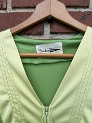 Gorgeous Vintage Kaftan Green 1/4 Zip Shadow Line MCM 60s 70s Large