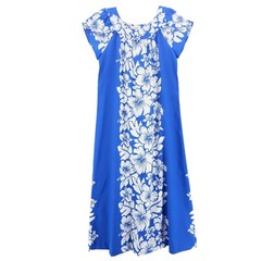 AIKANE Hawaii Vintage Blue White Hibiscus Maxi Dress Floral Size 10