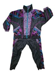 1980s – 1990s East West multi-color nylon windbreaker tracksuit set . size 2X