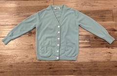Dalton 100% Cashmere Cardigan Sweater Pockets Blue True Vintage Women’s 38 S/M