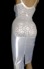 38 D Vintage TIGHT FIRM Satin Lace Bra Girdle Full Slip Spandex One Piece Shaper