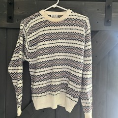 Vintage 90s PS Sport Fair Isle Sweater Size Medium Ramie Cotton Knit Geometric