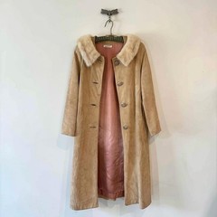 Vintage Saks Fifth Avenue Suede Blonde Mink Collared Mod 1960s Coat Medium