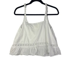 Djerf Avenue White Eyelet Button-Front Camisole