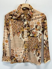 Vtg 70s BUTTERFLY COLLAR POLYESTER SHIRT PSYCHEDELIC RETRO Womens 32 (XS) Floral
