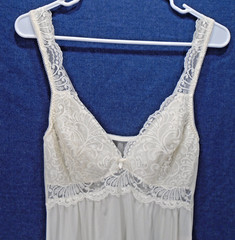 Vintage Scaasi Cream Nylon Padded Cups Lace Sleeveless Nightie Nightgown S/M