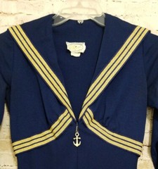 Vintage 1969 Pat Richards Blue Mod Sailor 60s Dress Size 9/10