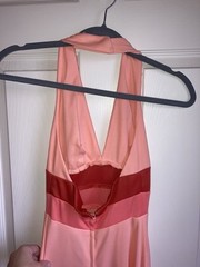 Vintage 70s Halter Maxi Peachy Pink Dress Matching Jacket Homecoming Prom Dance