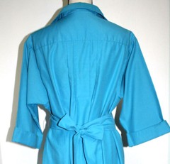 Anjac Fashions Womens Size 18 Shirt Dress Turquoise Blue Cuffed 3/4 Sleeve Belt