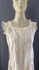 Lovely Antique 19C Lace Trim Cotton Lingerie Full Slip Dress Clothing