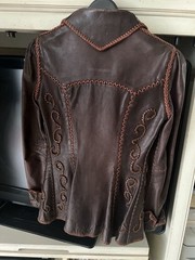 Vintage North beach Leather Co. Brown Whipstitch Blazer Jacket 5/6 RARE