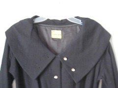 Vintage TAILORED JUNIOR Black Wide Collar Rhinestone Buttons Dress