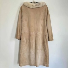 Vintage Saks Fifth Avenue Suede Blonde Mink Collared Mod 1960s Coat Medium