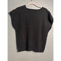 Vintage Abstract Knit Sweater Vest Black Teal Graphic Oversized Boho Art To Wear