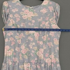 VTG Lanz Women Dress M Pastel Blue Floral Prairie Cottagecore Feminine Victorian