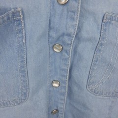 Vintage Western Pearl Snap Blue Top Womens Size Medium M