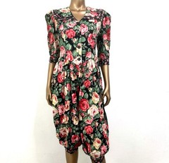 Vintage 80s 90s Floral Jumpsuit Romper Cottagecore Garden Party Boho Size XS-S