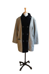 Vintage 80’s Apriori Wool Blend Reversable Houndstooth Black Velvet DB Coat 12