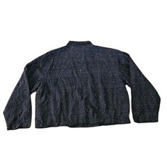 Chico’s Vintage Silk Beaded Jacket Women 2 Large Black Boho Button Up Classic
