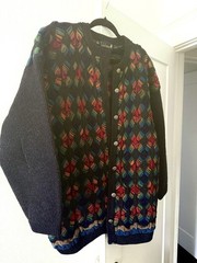 Vintage 80s Tulchan L/XL Sweater Rainbow Multicolor Buttons Wool Blend Knit