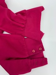 Vintage Judy Bond Button Up Purple / Red Blouse High Collar Ruffle Front Size 12