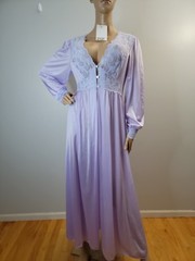 Vintage Shadowline All Nylon Lavender Robe Lace Detail Size Large