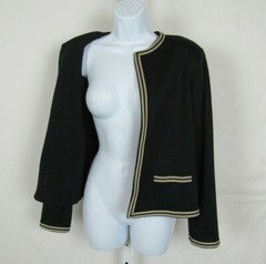 VTG 1960s 70s JAMES KENROB BY DALTON BLACK KNIT SWEATER BLACK TAN TRIM