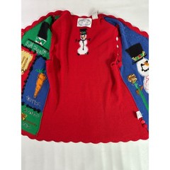 Vintage Eagles Eye Snowman Magic Hat Christmas Sweater Vest Small Red Blue