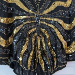 Swee Lo Vintage Hand-Beaded Silk Butterfly Cape Top Size L