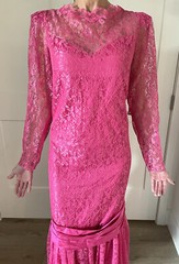 Vintage ILGWU Lace Overlay Dress, Sz 18, Special Occasion, Party, Statement