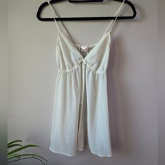VTG Victoria’s Secret Pink Label Sheer White Babydoll Chemise Nightie – XS