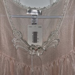 Sears Small NEW Fundamentals Thin Nylon Light Peach Flower/Lace, Nightgown, NWT
