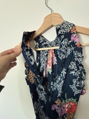 ACT I vintage 60’s/70s Floral Ruffle High Neck Sleeveless Blouse S
