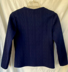 VTG 60s..BUTTE KNIT..NAVY BLUE..DACRON POLYESTER..CABLE KNIT..CARDIGAN..SWEATER