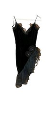 Vintage Karen Okada Climax Black Sequin Tulle Dress Size S 5/6 USA Asymmetrical