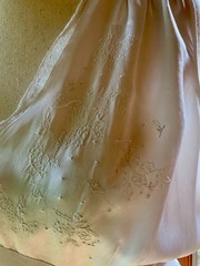 1930s Bridal Nightgown | Embroidered Bias Cut Boudoir Gown | Ivory 30DI
