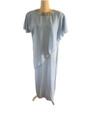 Chiffon Vintage Evening ware/ Beaded Ice Blue Wedding ware Dress Circa 1980’s