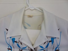 Bamboo Patterned Vintage 1970s Polyester Blouse Womens Button up Made in USA