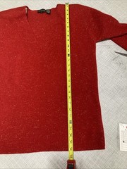 Vintage Jeanne Pierre Red Glitter Sweater Tunic 1980s Wool Blend V-Neck Small