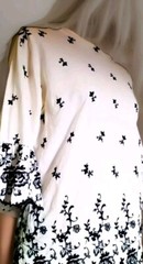 VTG 60s Embroidered Black White Crisp Cotton Blouse w Bell Cuff Frilly Sleeves M