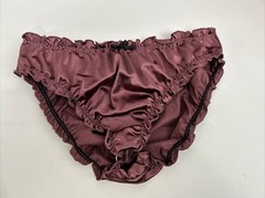 Glossy Butter Second Skin Satin Bikini Panties Sissy Wet Look Silky Ruffles M/L