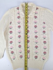 VTG Womens M Andean Imports Cream Sweater Hand Knit Cottagecore Grandma Peru