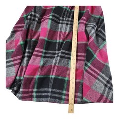Vintage JCPenney Fashions Pink Plaid Wool Blend Midi Skirt High Waist USA 1030