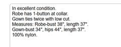 VTG SEARS Blue NYLON Lace & Satin Detail PEIGNOIR ROBE/NIGHTGOWN 2Pc SET Sz S