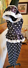 LESLIE LUCKS Women’s 6 Vintage 1980’s Peplum Black White Polka Dot Ruffle Dress