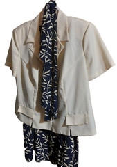 DBY Sz 20W Business Career Faux 2 pc Dress Blue with scarf