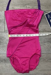 Vtg 80’s NWT Rose Marie Reid Rose Purple Stripe Accent Halter Swimsuit XS/S
