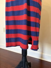 Diplomat 1980s Vintage Red/Blue Striped Shift Dress, Polyester/Cotton, Medium