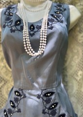 Blue 1950s dress vintage gray blue for cocktail evening party photoshoot reenac